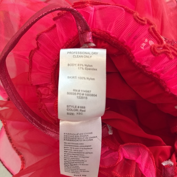 Little Girls Red Sequined Dance Costume - Picture 6 of 7